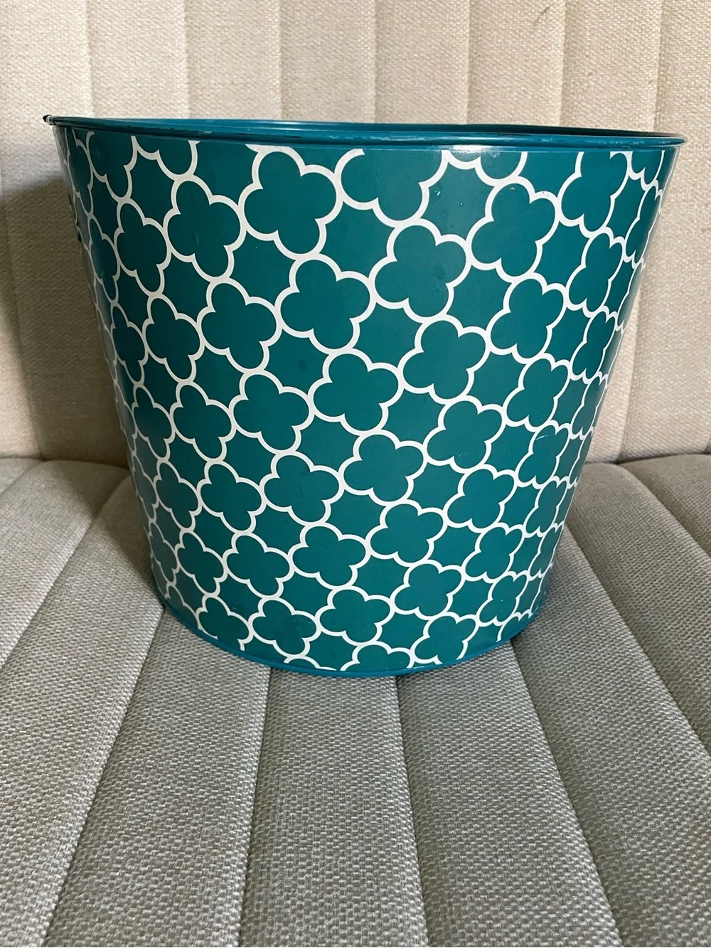 Dog Toys tin, teal, 9.5” tall and 11” wide